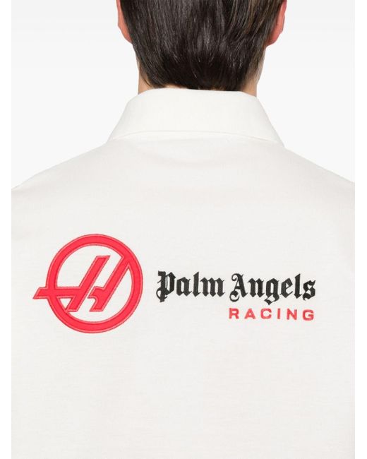 Palm Angels White Moneygram Haas F1 Polo Shirt for men
