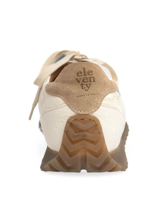 Eleventy White Leather Suede-Panel Sneakers