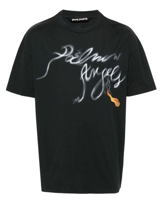メンズ Palm Angels Foggy ロゴ Tシャツ Black