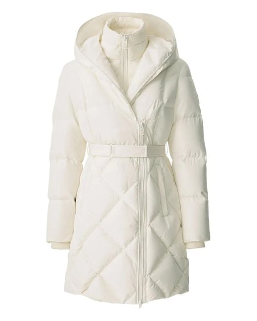 Mackage White Hooded Quilted Coat