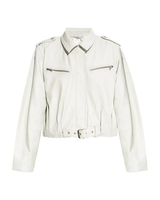 Gestuz White Leather Jacket