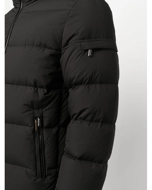 Moorer Black Padded Zip-Up Hooded Down Jacket for men