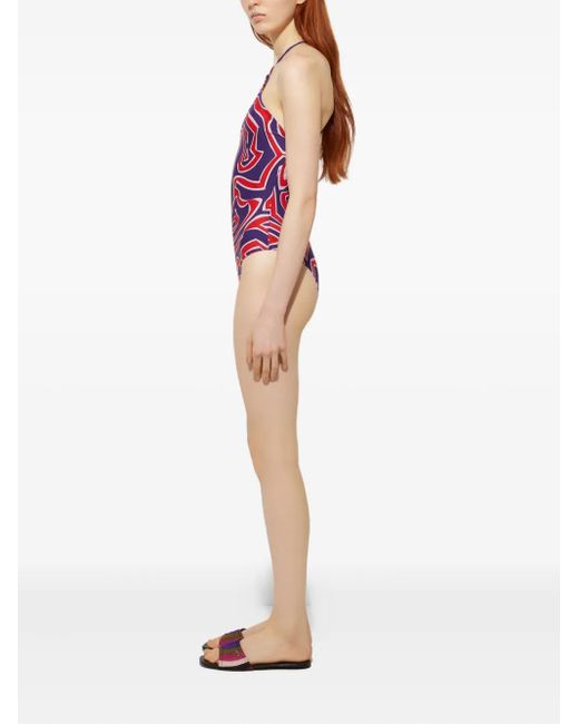 Emilio Pucci Red Maillot De Bain Labirinto Imprimé