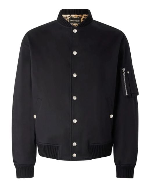 Roberto Cavalli Blue Padded Bomber Jacket for men