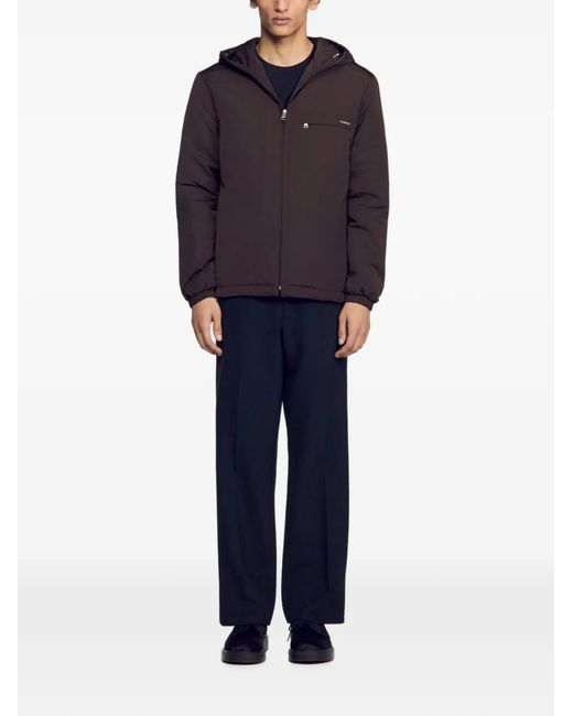 Sandro Brown Hooded Zip-Up Jacket for men