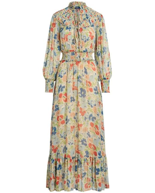 Polo Ralph Lauren Metallic Floral-Print Georgette Maxi Dress