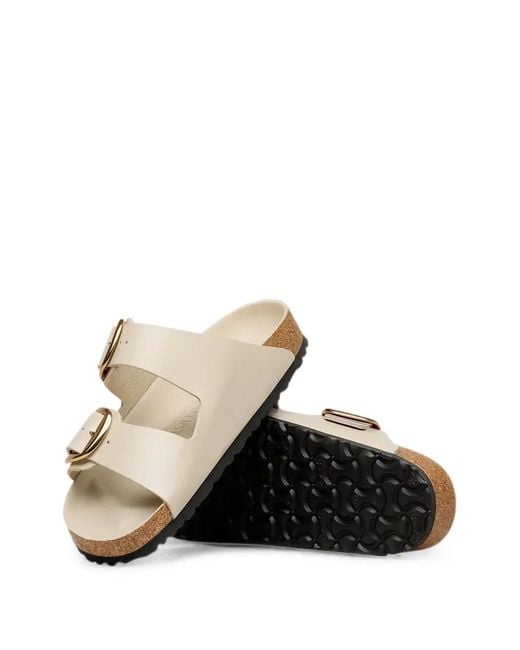 Birkenstock White Arizona Big Buckle Slides
