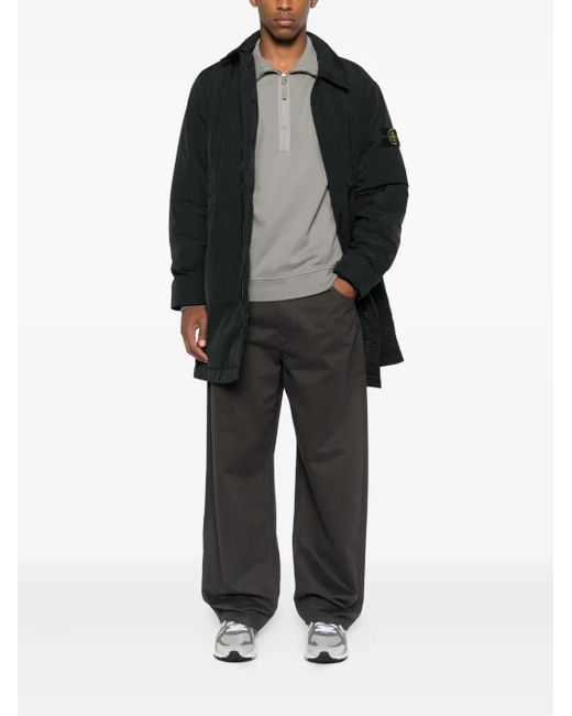 Stone Island Black Patch-Pocket Recycled-Polyester Coat for men