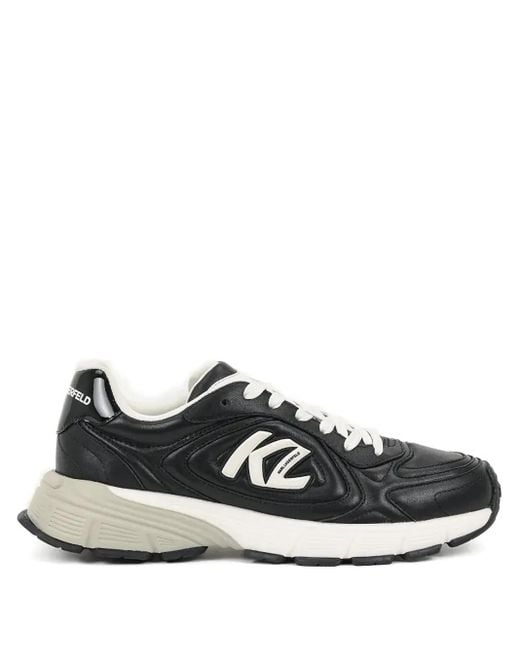 Karl Lagerfeld Black Logo Leather Sneakers for men
