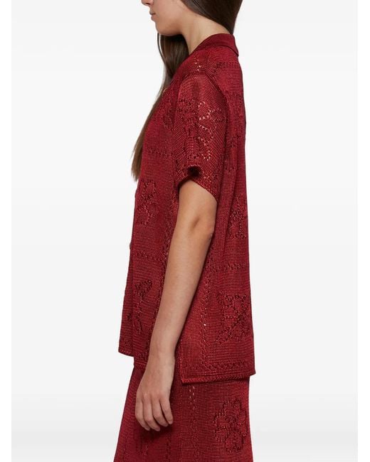 Calle Del Mar Red Floral Short-Sleeve Shirt