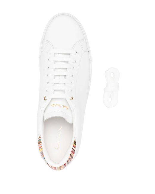 Paul Smith White Beck Signature-Stripe Leather Sneakers for men