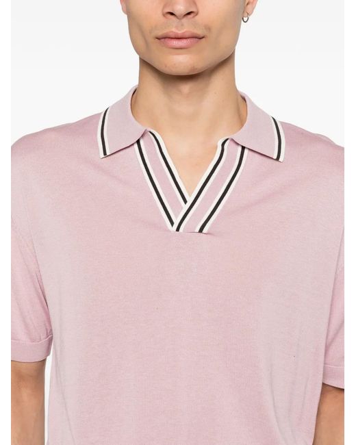 Paolo Pecora Pink V-Neck Striped T-Shirt for men