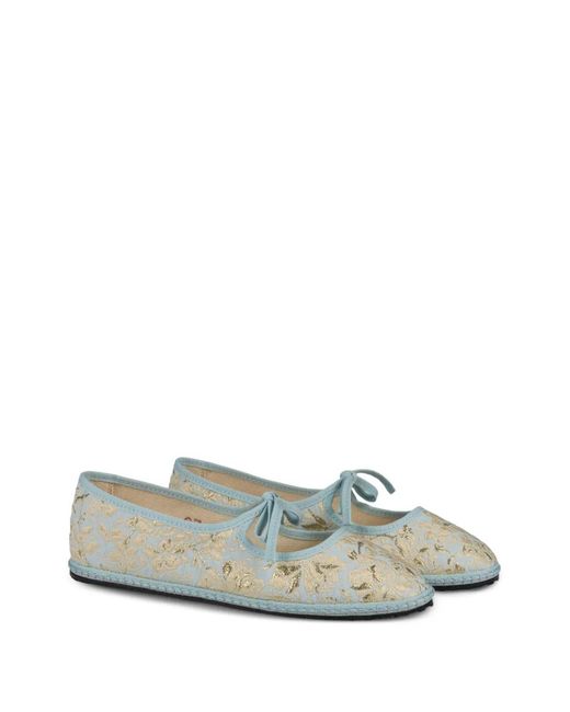 Vibi Venezia Blue Brigitte Floral-Jacquard Ballet Flats