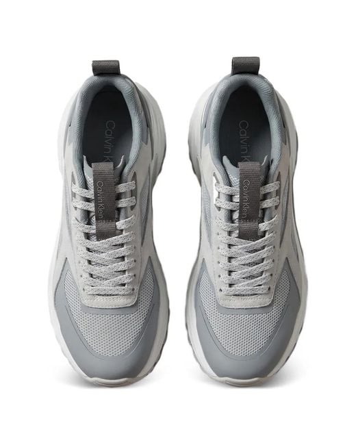 Calvin Klein Gray Panelled Mesh Sneakers