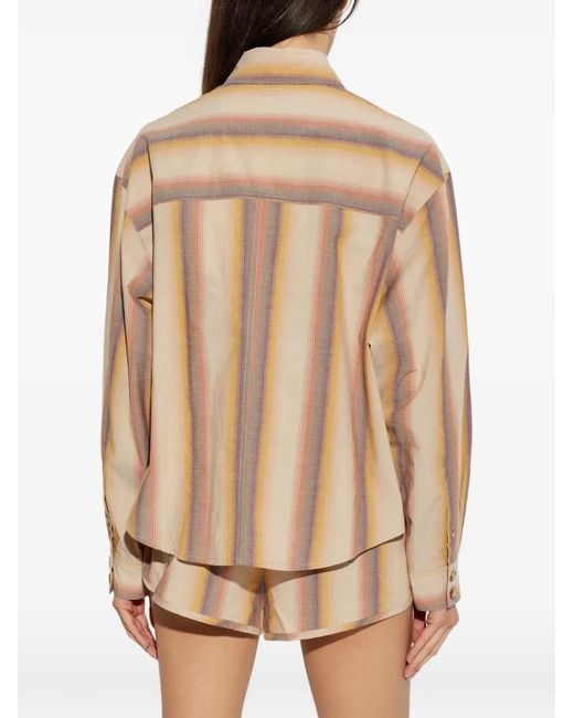 Isabel Marant Natural Mahvane Vertical-Stripe Long-Sleeve Shirt