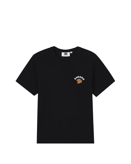 Chocoolate Black T-Shirt En Coton À Broderies
