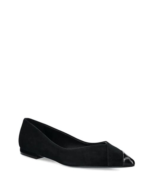 Boss Black Cap-Toe Suede Ballet Flats