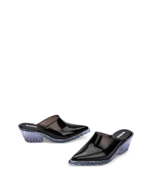 Melissa White Pointed-Toe Texas Mules