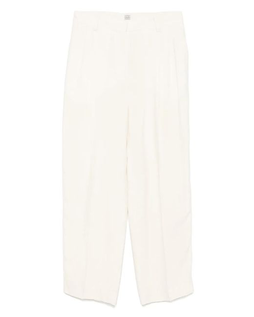 Totême White Double-Pleat Trousers