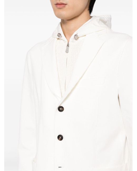 Blazer con capucha y botones Eleventy de hombre de color White