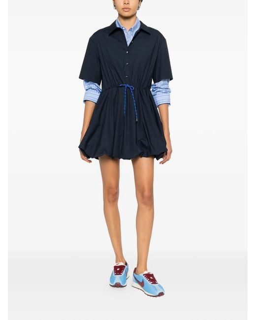 Maje Blue Short-Sleeved Cotton Bubble Dress