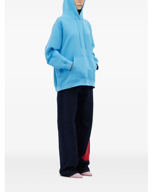 MSGM Blue Logo-Print Hoodie