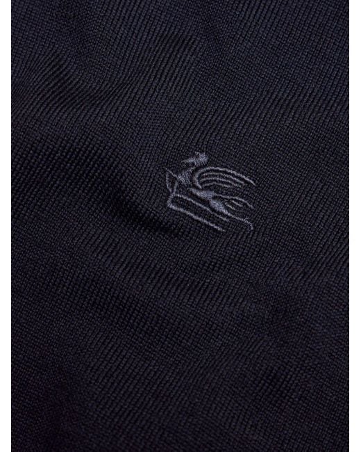 Pull en laine vierge à logo Pegaso brodé Etro pour homme en coloris Blue