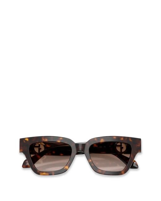 Giorgio Armani Brown Logo Square-Frame Sunglasses