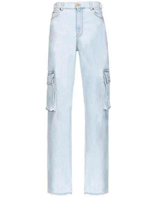 Pinko Blue High-rise Wide-leg Jeans