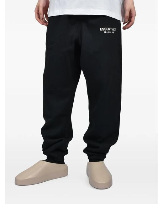 Essentials Black Logo-Print Track Pants for men