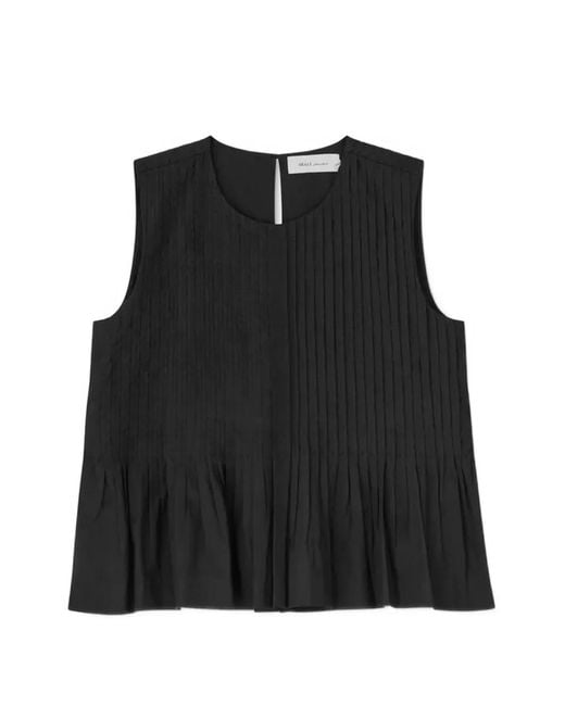 Skall Studio Black Pavlova Pintuck-Detail Peplum Top