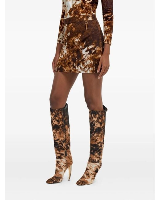 Roberto Cavalli Brown Appaloosa-Print Mini Skirt