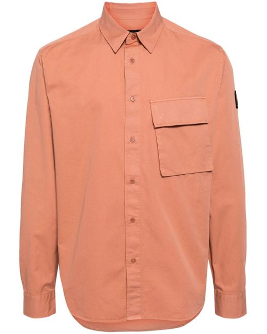 Belstaff Orange Logo-appliqué Cotton Shirt for men