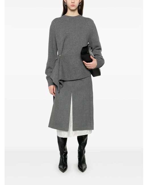 Jil Sander Gray Draped Panel Sweater