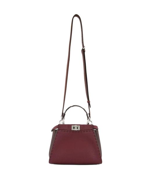 Fendi Purple Peekaboo Top-Handle Leather Tote Bag