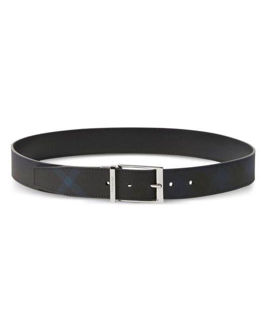 Burberry Black London Check Leather Belt for men