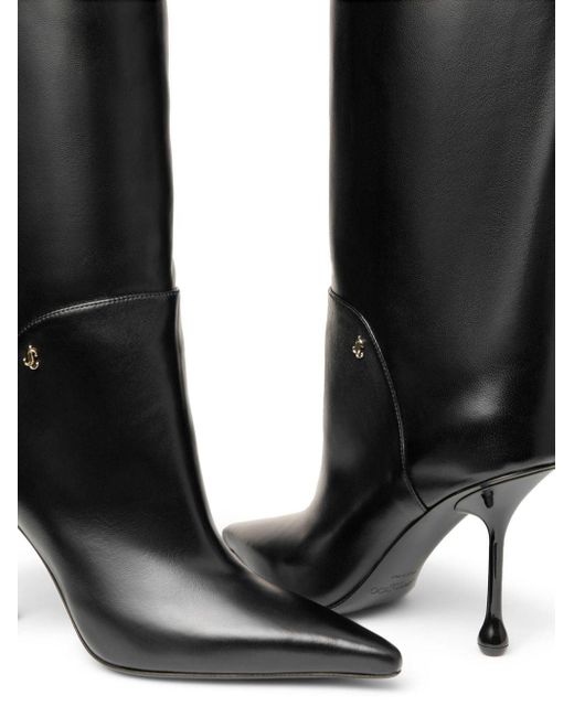 Jimmy Choo Black Cycas 95 Leather Over-the-knee Boots