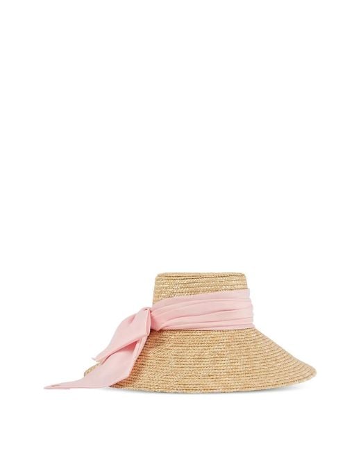 Eugenia Kim Pink Mirabel Bow-Detail Straw Hat