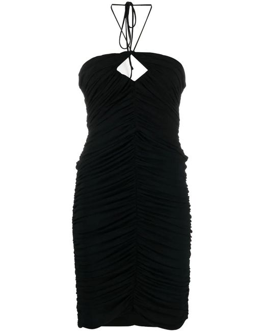 Magda Butrym Black Ruched Halterneck Mini Dress