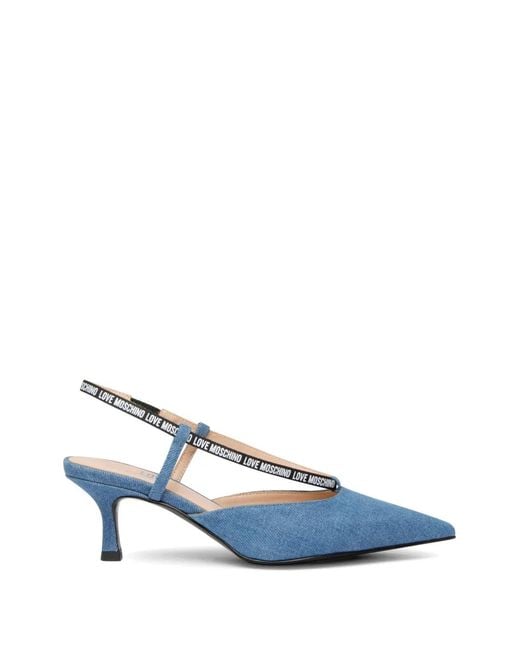 Love Moschino Blue Point Toe Strap Pumps