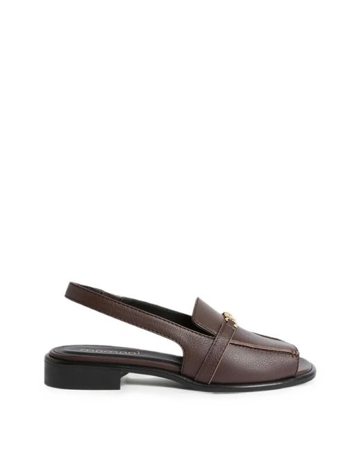 Momoní Brown Miguel Shoes Slingback Leather Flat Sandals