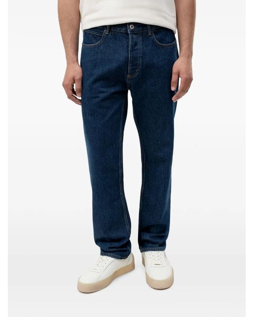 HUGO Blue Jonah Logo-Patch Straight-Leg Jeans for men