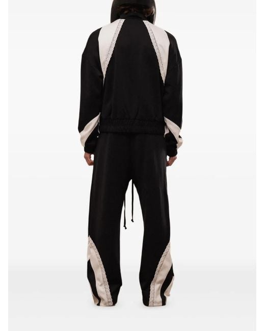 ROUGH Black Contrast Side-Pockets Track Pants