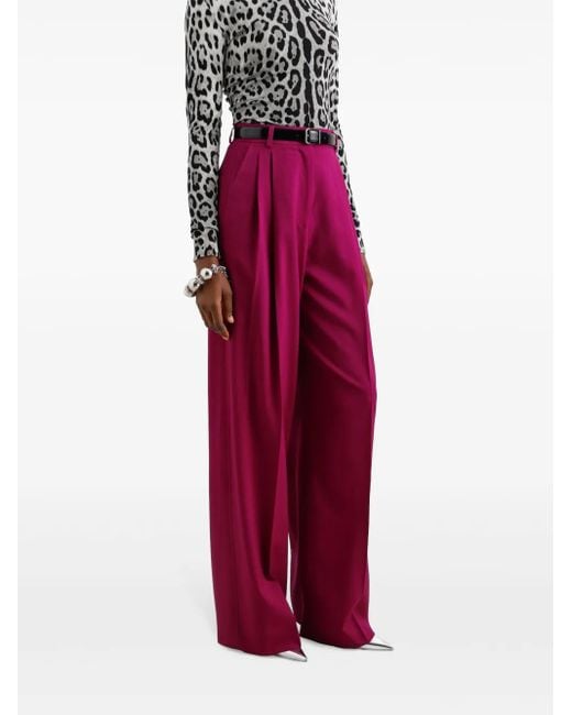 Dolce & Gabbana Pink Palazzo Wool Pants