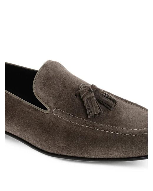 Corneliani Gray Tassel-Detail Suede Loafers for men
