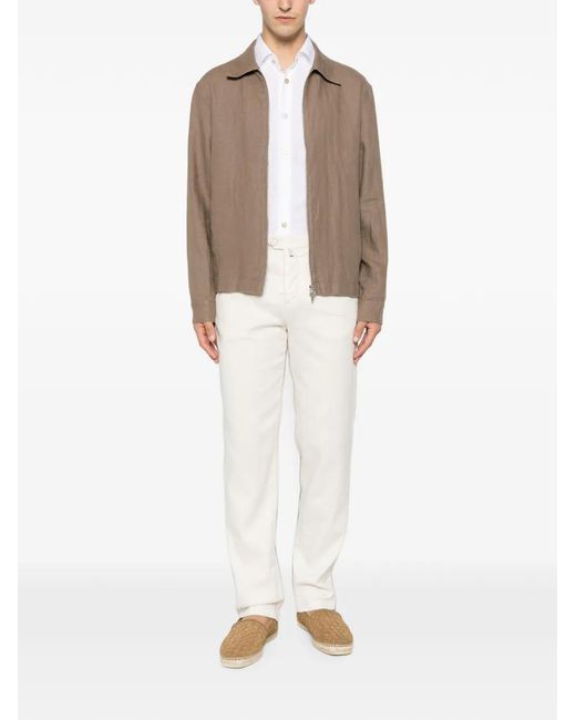 Kiton White Logo-Patch Button-Fastening Trousers for men