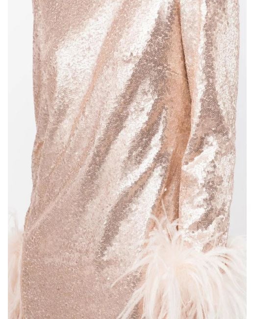 Gilda & Pearl Pink Seraphina Feather-Trim Midi Dress