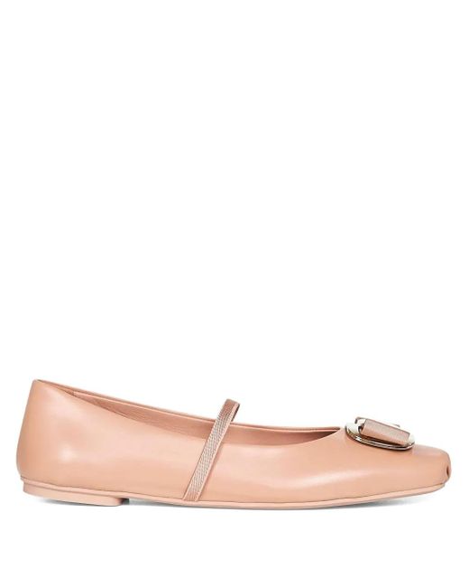 Ferragamo Pink Vara Square-toe Ballet Flats