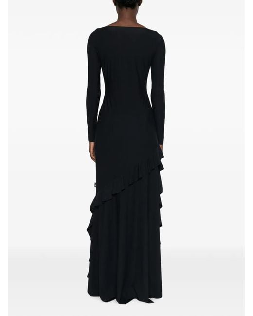 Love Moschino Black Ruffled Asymmetric Dress