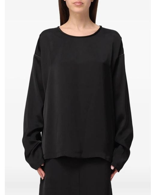 Fabiana Filippi Black Shoulder-Detail Top